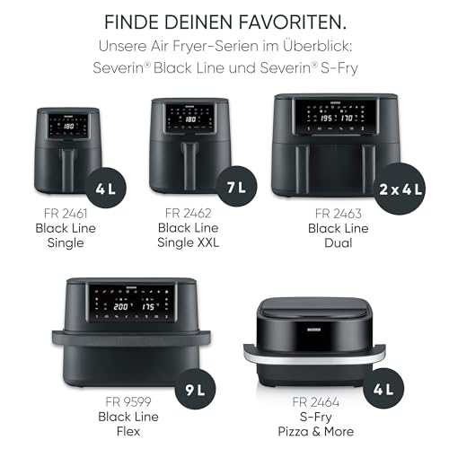Severin Max Zone Flex Heißluftfritteuse, 9L, 2 Garzonen, 10 Programme, Dörrfunktion, 2600W
