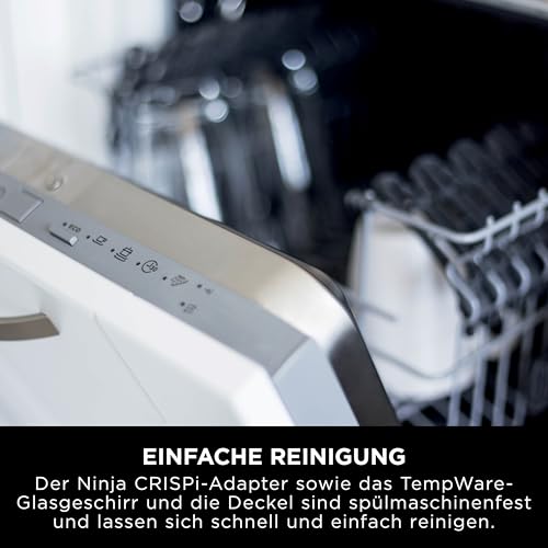 Ninja CRISPi Tragbare Heißluftfritteuse, 3,8L, 2 Glas-Behälter, 4-in-1