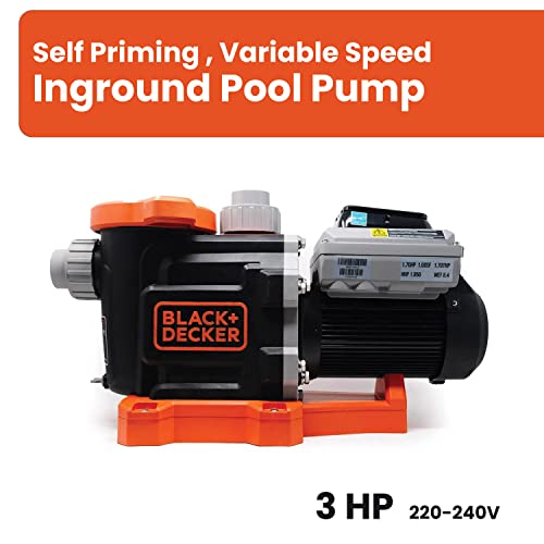 BLACK+DECKER Variable Speed Pool Pump Inground with Filter Basket, 3 HP