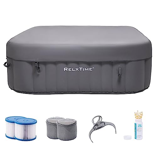 RELXTIME Inflatable Hot Tub Spa, 4-6 Person Blow Up Portable Hottub 73'' x 25.6'' AirJet