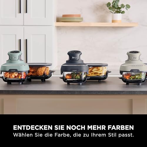 Ninja CRISPi Tragbare Heißluftfritteuse, 3,8L, 2 Glas-Behälter, 4-in-1