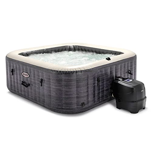 Intex 28451EP PureSpa Plus 6 Person Portable Inflatable Square Hot Tub Spa with 170 Bubble Jets