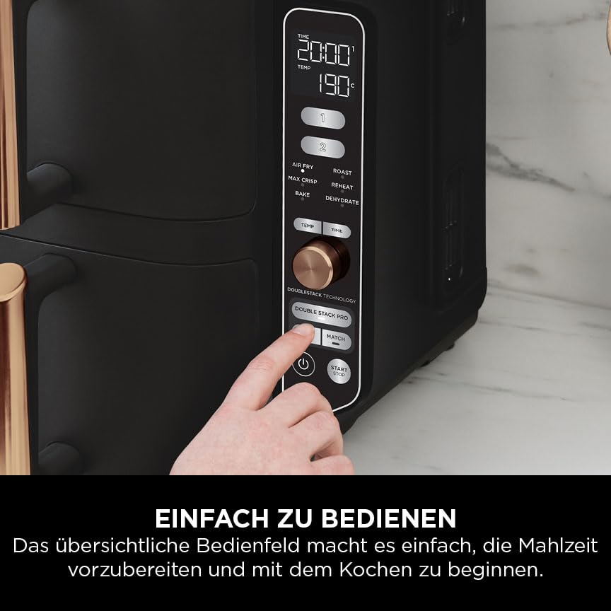 Ninja Double Stack XL Heißluftfritteuse, 9,5L, 2 Schubladen, 6 Funktionen