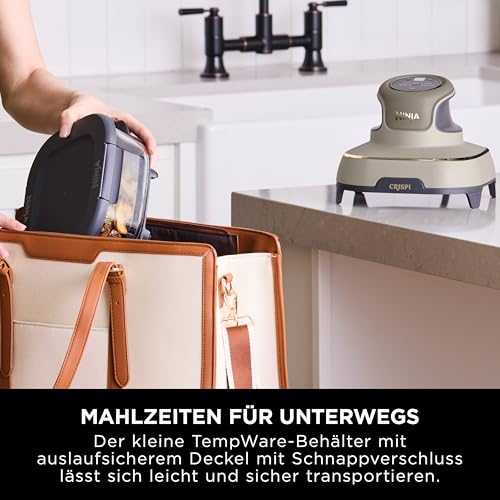 Ninja CRISPi Tragbare Heißluftfritteuse, 3,8L, 2 Glas-Behälter, 4-in-1