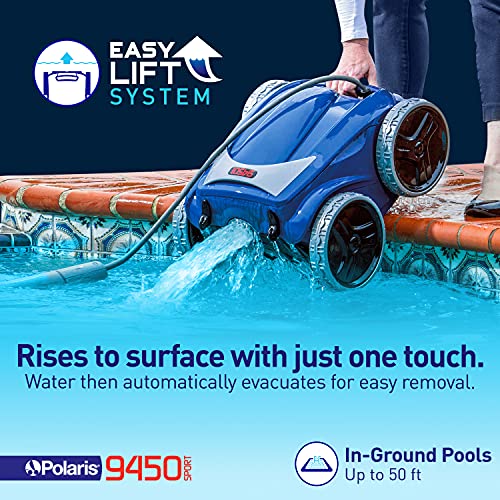 Polaris 9450 Sport Robotic Pool Cleaner, Automatic Vacuum for InGround Pools up to 50ft