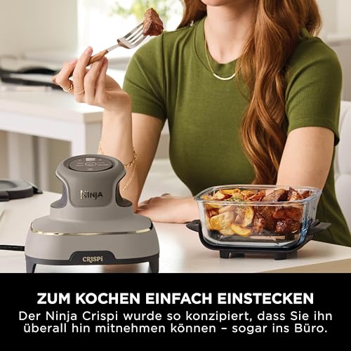 Ninja CRISPi Tragbare Heißluftfritteuse, 3,8L, 2 Glas-Behälter, 4-in-1