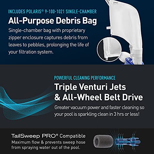 Polaris Vac-Sweep 360 Pressure Inground Pool Cleaner, Triple Jet Powered with a Single Chamber Debris Bag