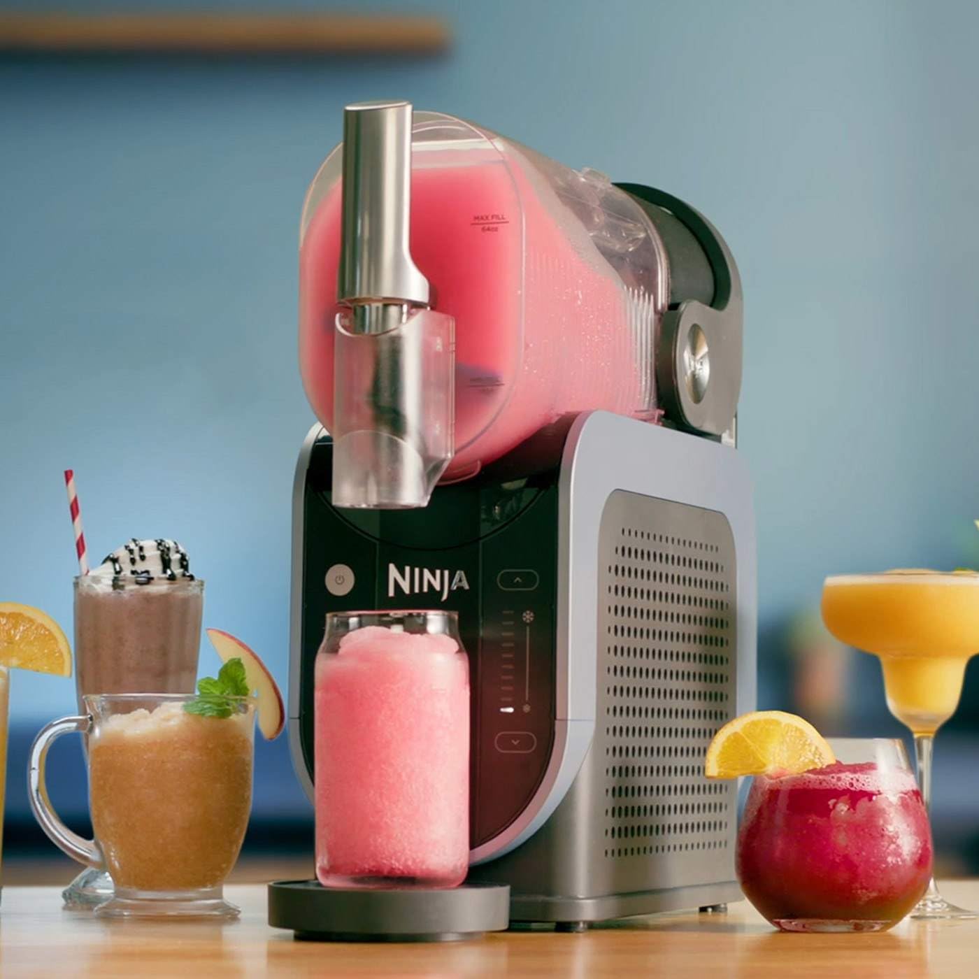 Ninja SLUSHi Maschine, für Slush, Cocktails, Milchshakes, 1,9L, ohne Eis, Blau/Grau