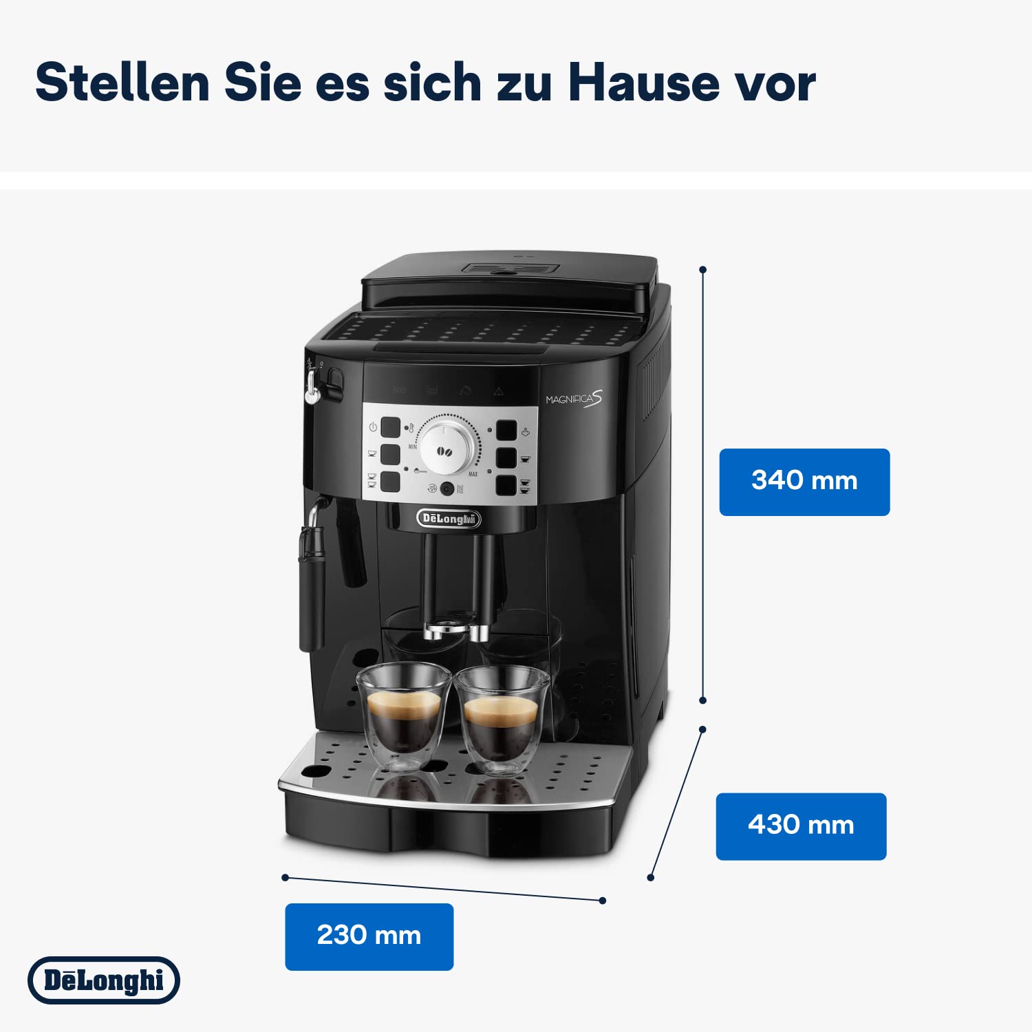 De'Longhi Magnifica S Kaffeevollautomat mit Milchaufschäumer, Schwarz/Silber