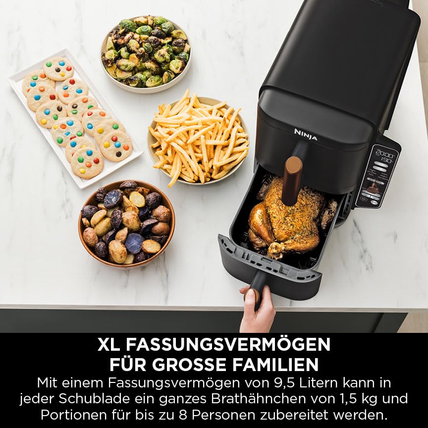 Ninja Double Stack XL Heißluftfritteuse, 9,5L, 2 Schubladen, 6 Funktionen