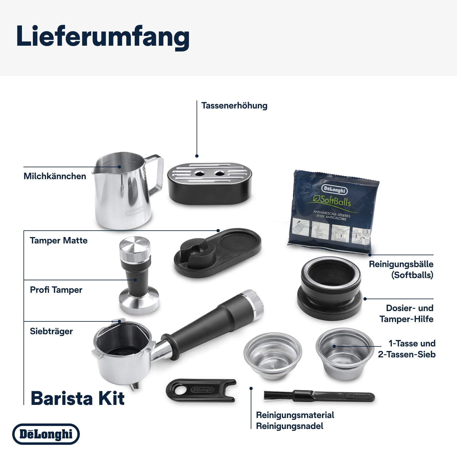 De'Longhi La Specialista Arte Siebträger mit Mahlwerk und Barista-Kit, Weiß