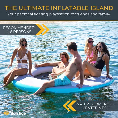 Solstice 8' Circular Mesh Inflatable Floating Dock Platform for Beach, Lake