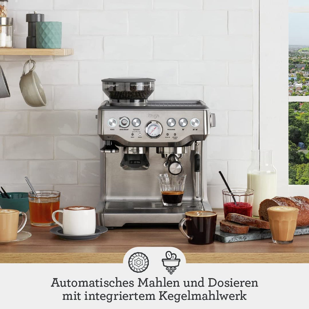 Sage Barista Express Siebträger mit Mahlwerk und Milchschaumdüse, Edelstahl