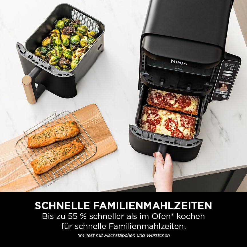 Ninja Double Stack XL Heißluftfritteuse, 9,5L, 2 Schubladen, 6 Funktionen