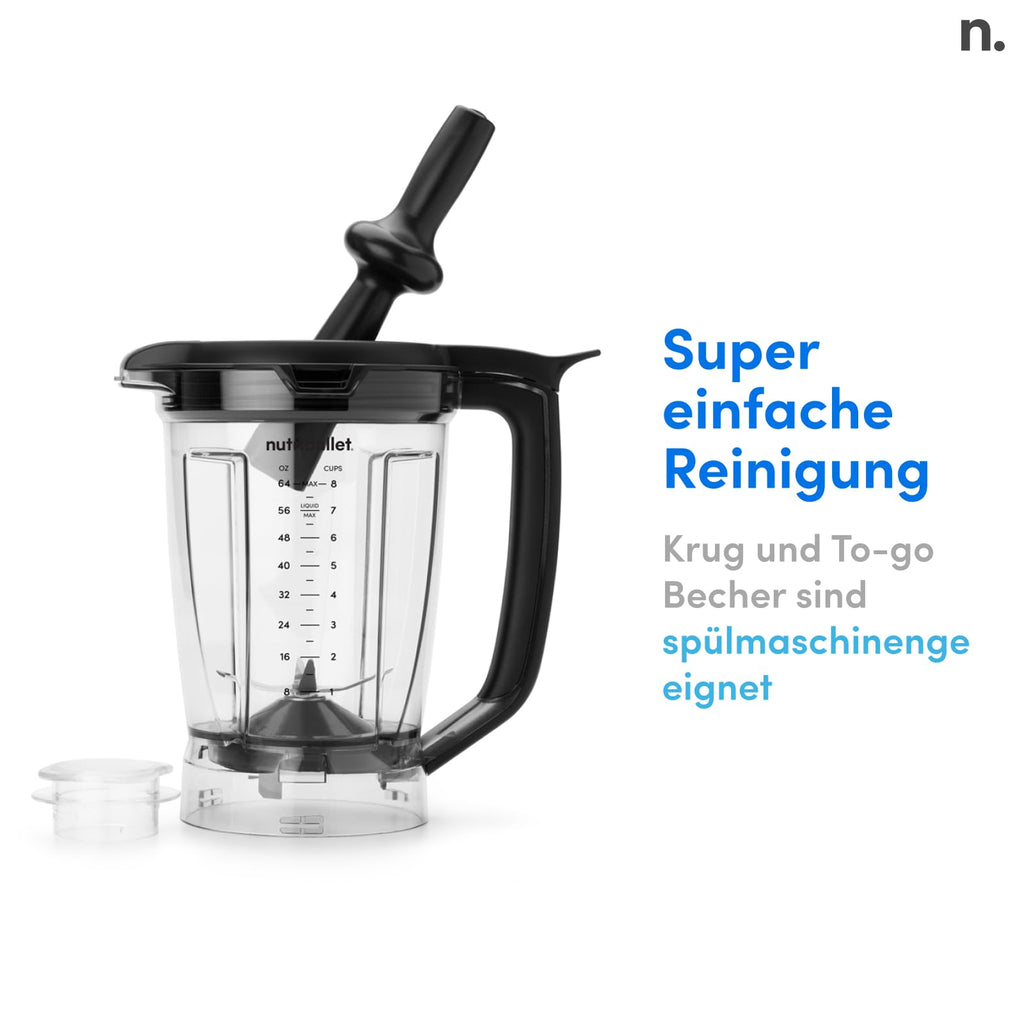 nutribullet Full Size Blender Combo, 1200W, 1,89L Krug + Gläser, Profi-Mixer, Schwarz