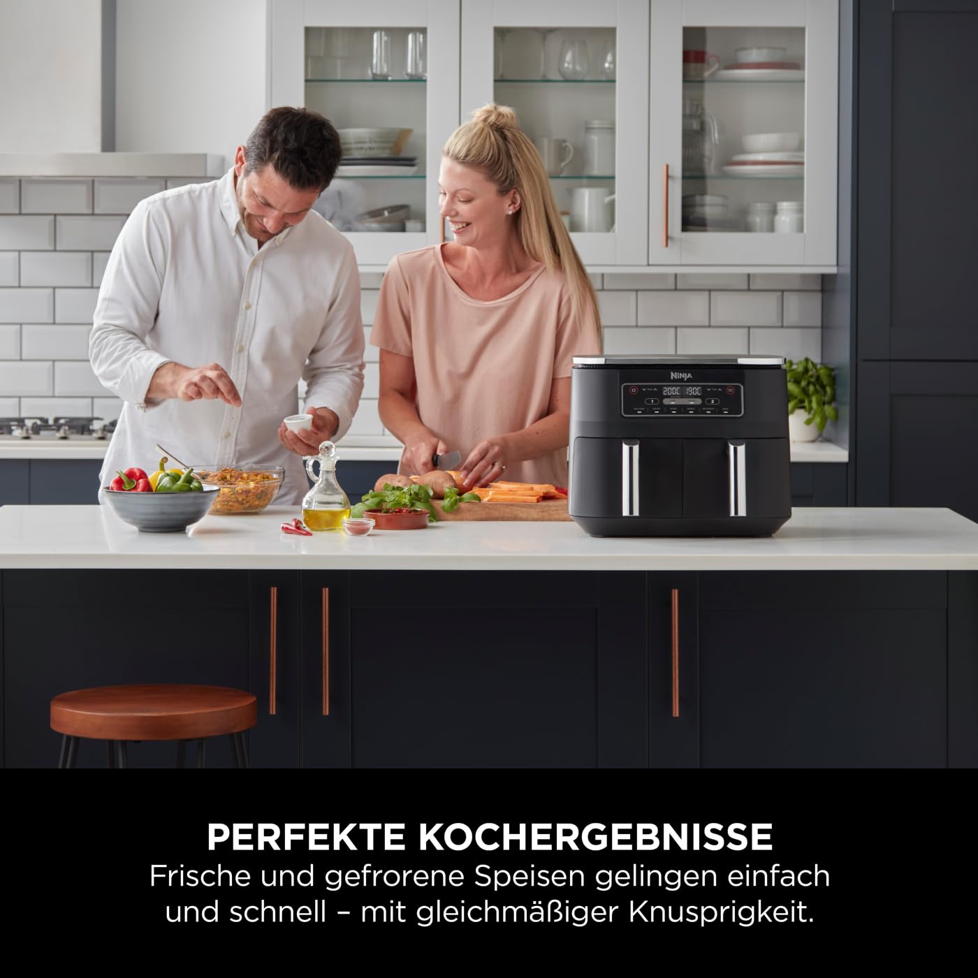 Ninja Foodi Dual Zone Heißluftfritteuse, 7,6L, 2 Fächer, 6-in-1, Schwarz