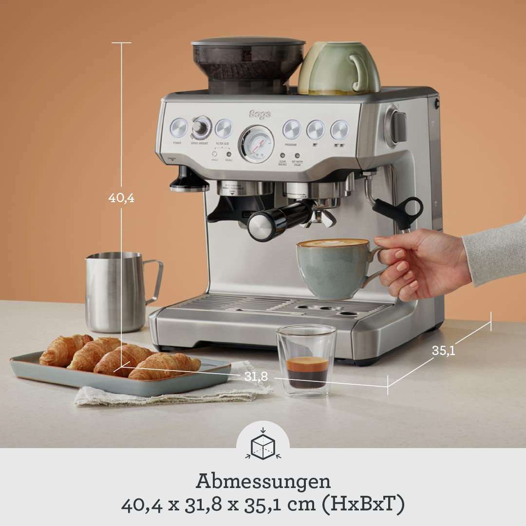 Sage Barista Express Siebträger mit Mahlwerk und Milchschaumdüse, Edelstahl