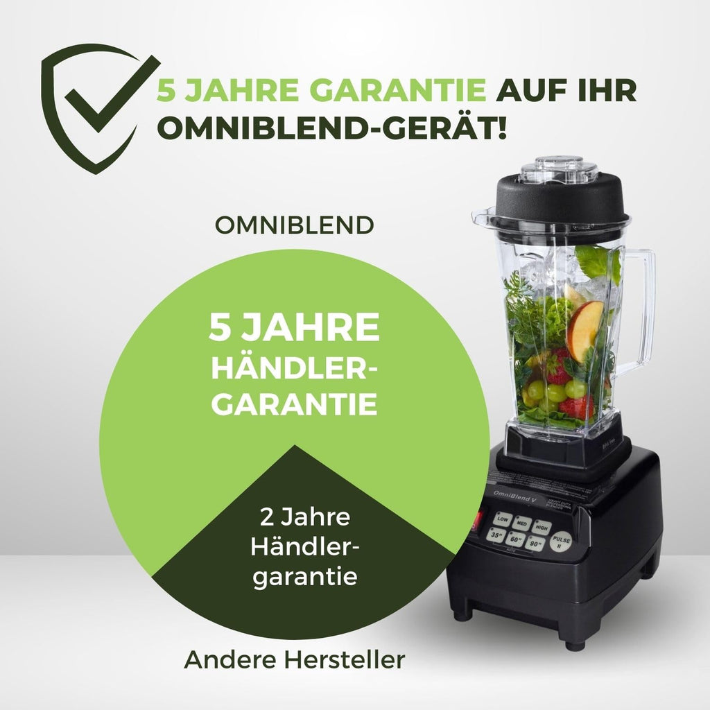 OmniBlend Smoothie Maker, 2L, 6-Klingen-System, 3 PS Motor, für grüne Smoothies, Schwarz