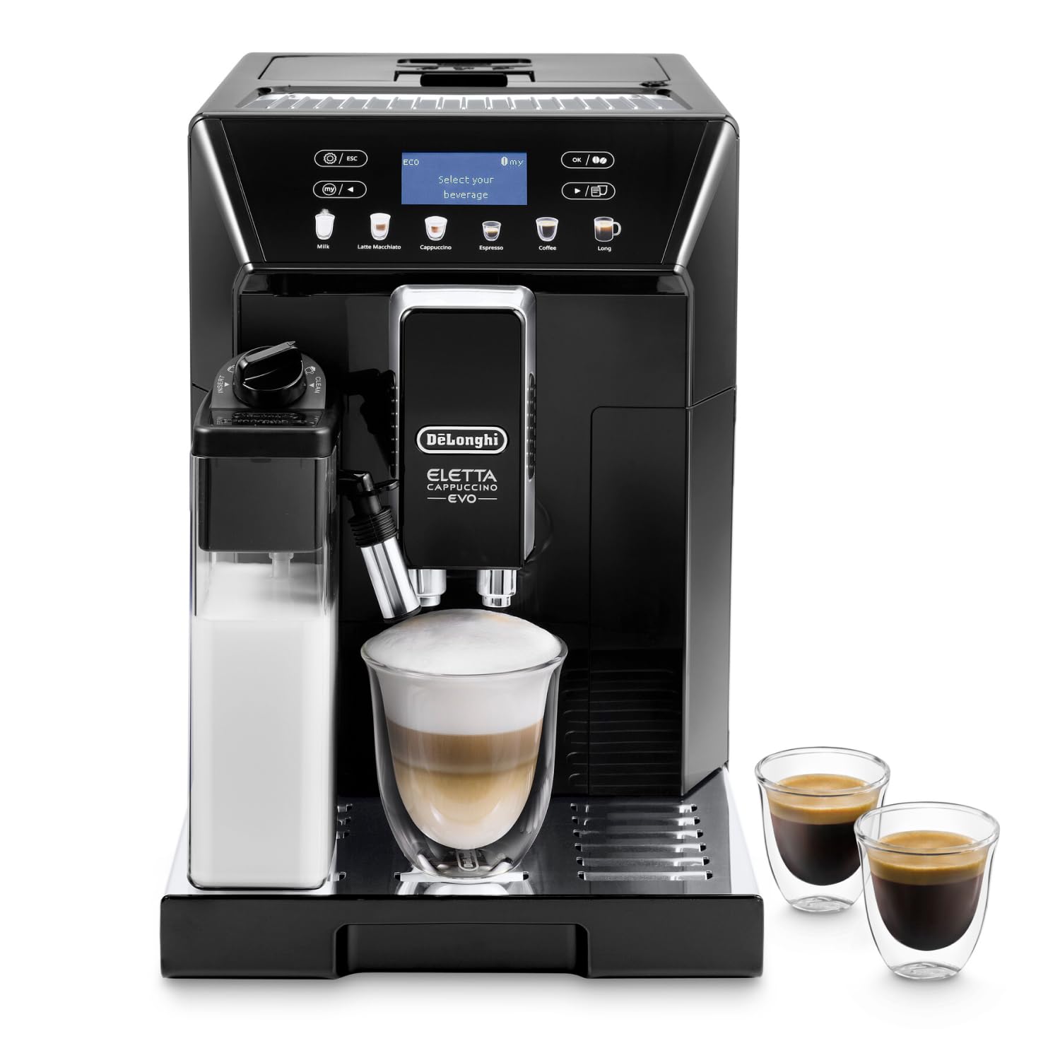 De'Longhi Eletta Evo Kaffeevollautomat mit LatteCrema System & LCD, Schwarz