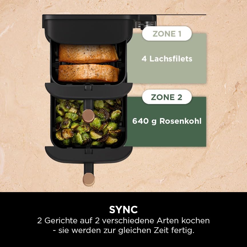 Ninja Double Stack XL Heißluftfritteuse, 9,5L, 2 Schubladen, 6 Funktionen