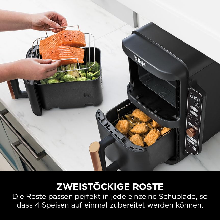 Ninja Double Stack XL Heißluftfritteuse, 9,5L, 2 Schubladen, 6 Funktionen