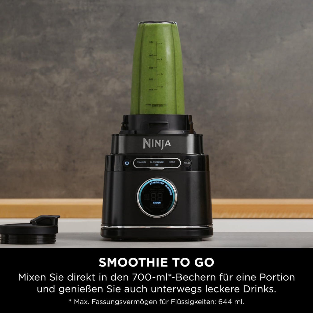 Ninja 2-in-1 Detect Power Mixer Pro, 1200W, mit Krug & Single-Serve Tassen, Schwarz