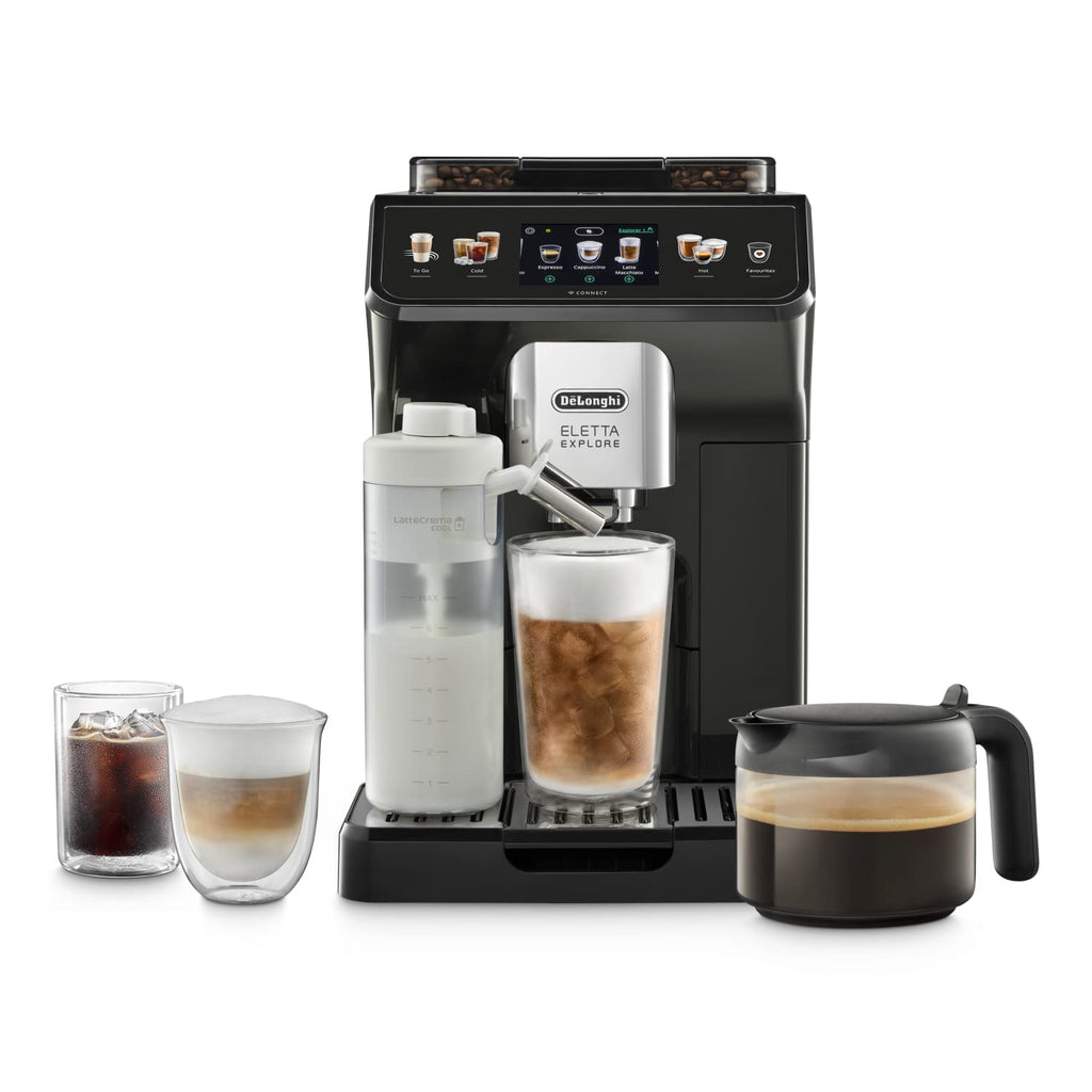 De'Longhi Eletta Explore Kaffeevollautomat mit Cold Brew & LatteCrema, Dunkelgrau