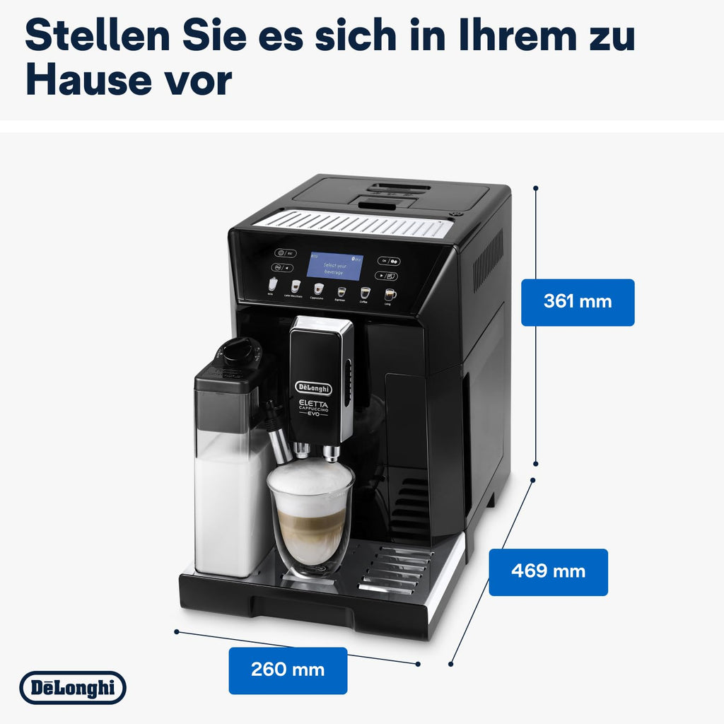 De'Longhi Eletta Evo Kaffeevollautomat mit LatteCrema System & LCD, Schwarz