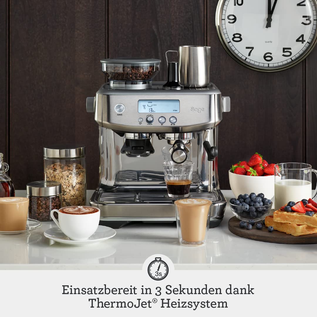 Sage Barista Pro Siebträgermaschine mit Mahlwerk und Schnellaufheizung