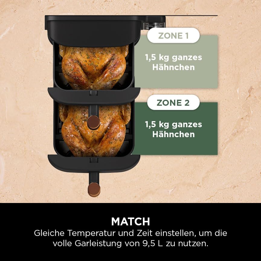 Ninja Double Stack XL Heißluftfritteuse, 9,5L, 2 Schubladen, 6 Funktionen