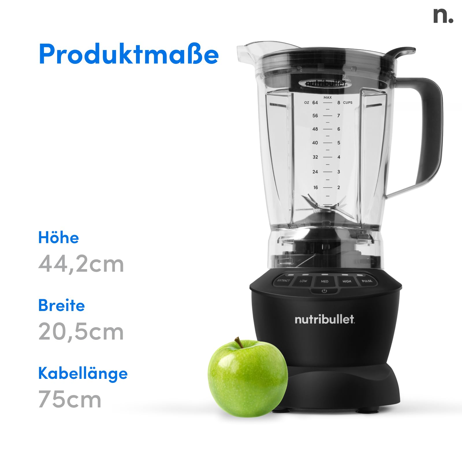 nutribullet Full Size Blender Combo, 1200W, 1,89L Krug + Gläser, Profi-Mixer, Schwarz