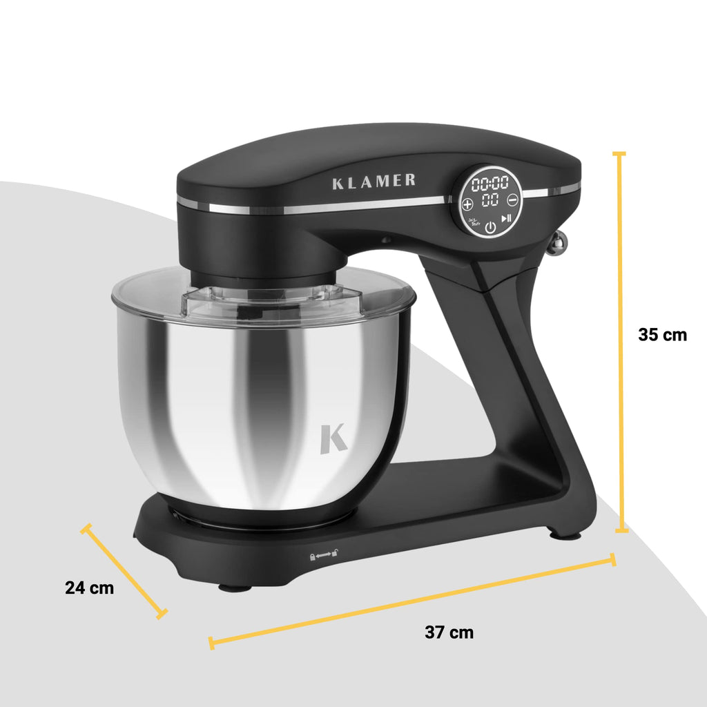 KLAMER Küchenmaschine 1800W, 6L Edelstahlschüssel, 10 Stufen, Knetmaschine, Planetensystem