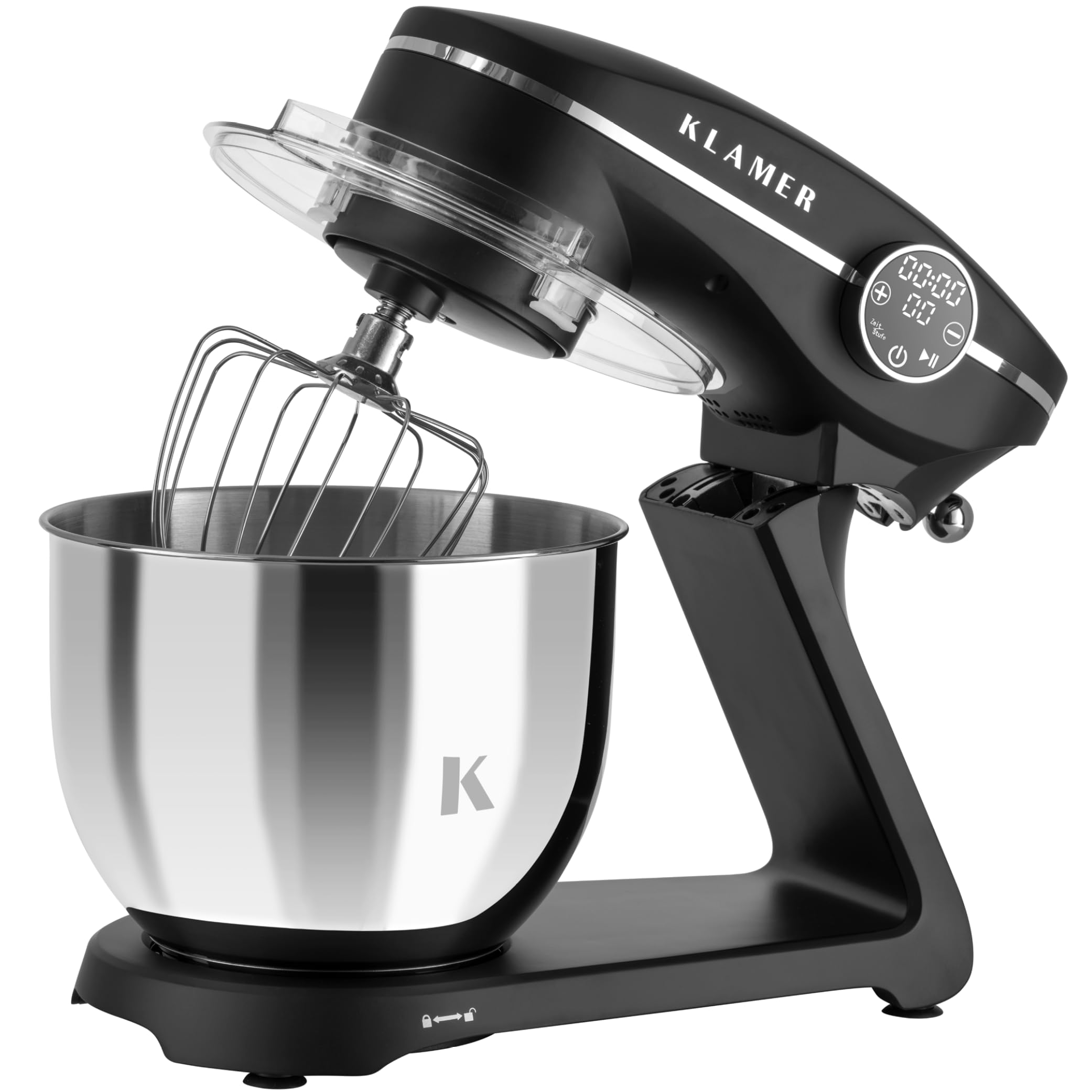 KLAMER Küchenmaschine 1800W, 6L Edelstahlschüssel, 10 Stufen, Knetmaschine, Planetensystem