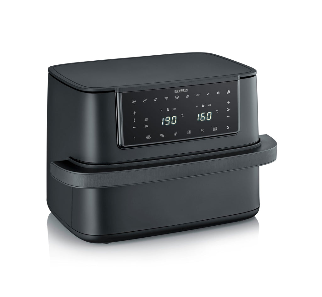 Severin Max Zone Flex Heißluftfritteuse, 9L, 2 Garzonen, 10 Programme, Dörrfunktion, 2600W