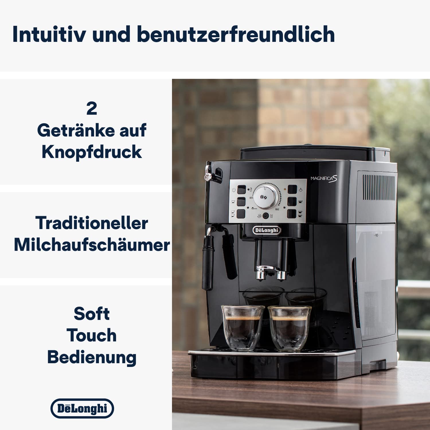 De'Longhi Magnifica S Kaffeevollautomat mit Milchaufschäumer, Schwarz/Silber