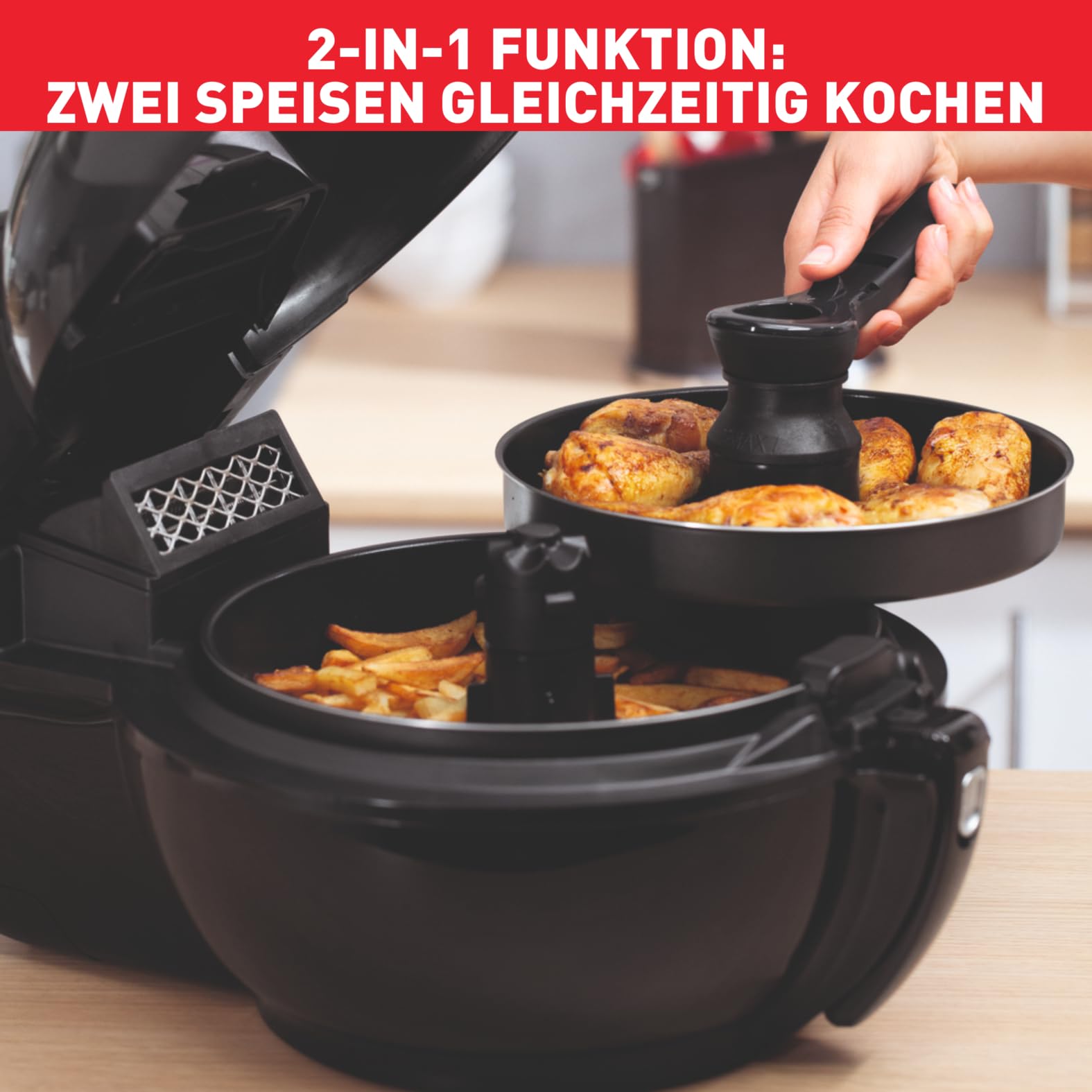 Tefal ActiFry Genius XL 2in1 Heißluftfritteuse mit Rührarm, 1,7kg