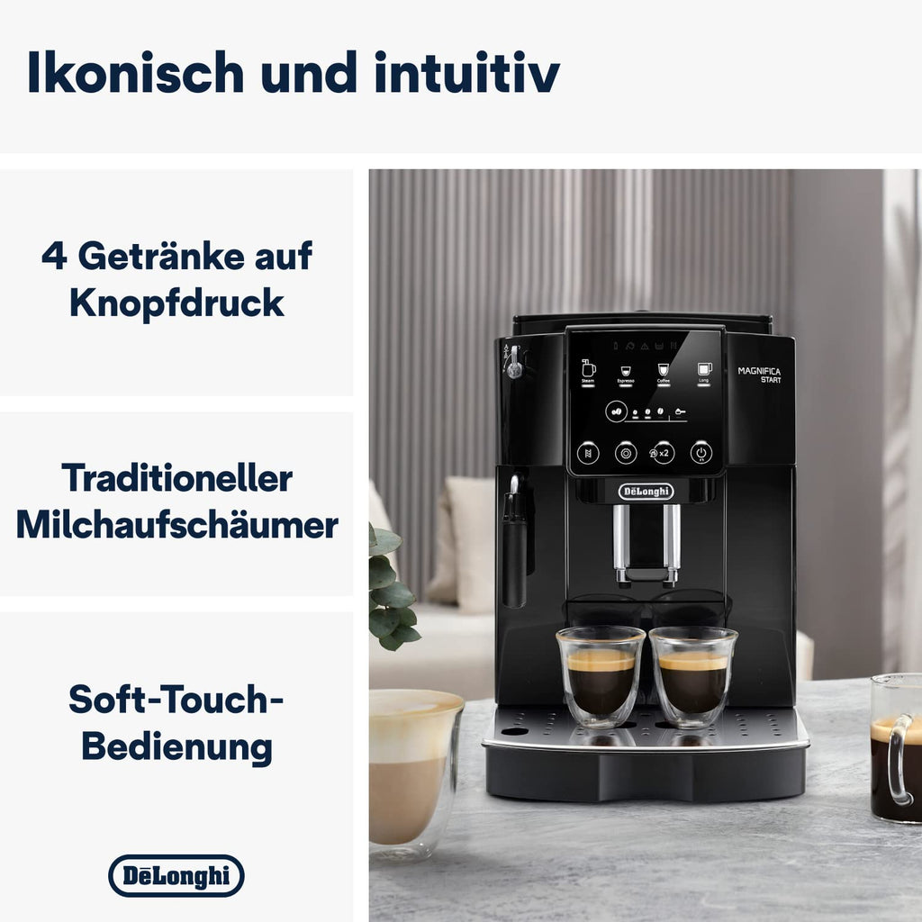 De'Longhi Magnifica Start Kaffeevollautomat mit Milchdüse und Mahlwerk, Schwarz