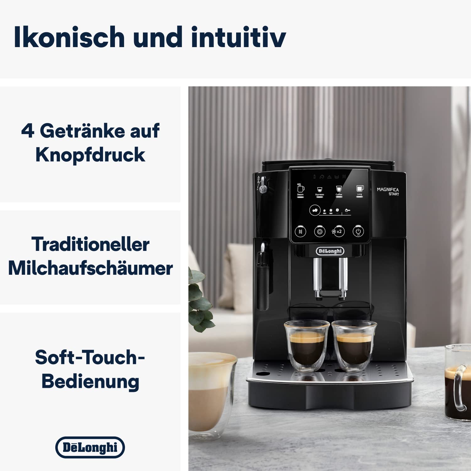 De'Longhi Magnifica Start Kaffeevollautomat mit Milchdüse und Mahlwerk, Schwarz