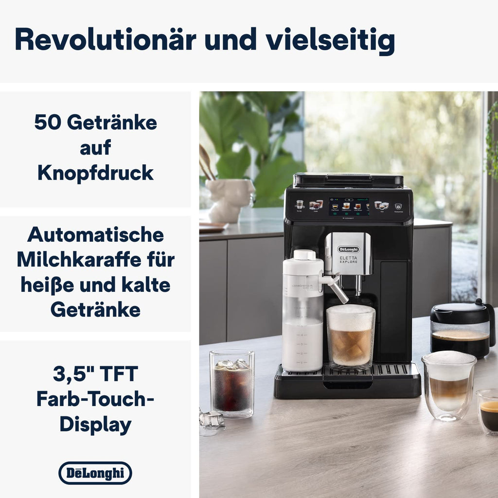 De'Longhi Eletta Explore Kaffeevollautomat mit Cold Brew & LatteCrema, Dunkelgrau