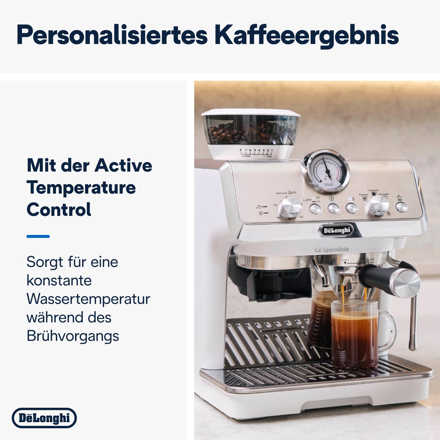 De'Longhi La Specialista Arte Siebträger mit Mahlwerk und Barista-Kit, Weiß
