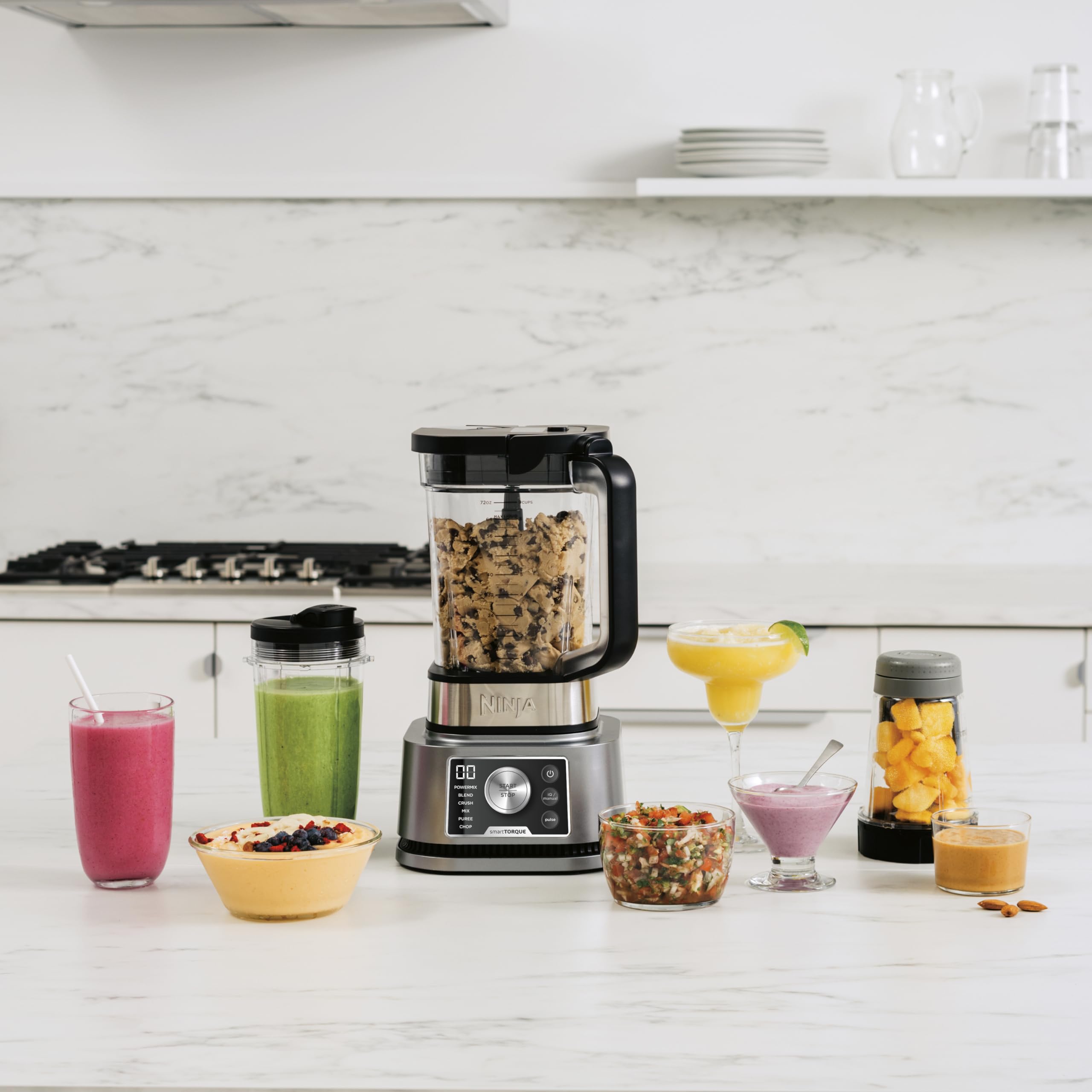 Ninja Foodi 3-in-1 Power Nutri Mixer, 2,1L Krug, 1200W, Smoothies & Aufstriche, Silber
