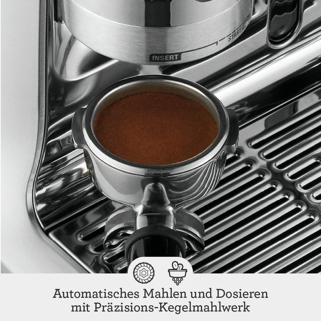 Sage Barista Pro Siebträgermaschine mit Mahlwerk und Schnellaufheizung