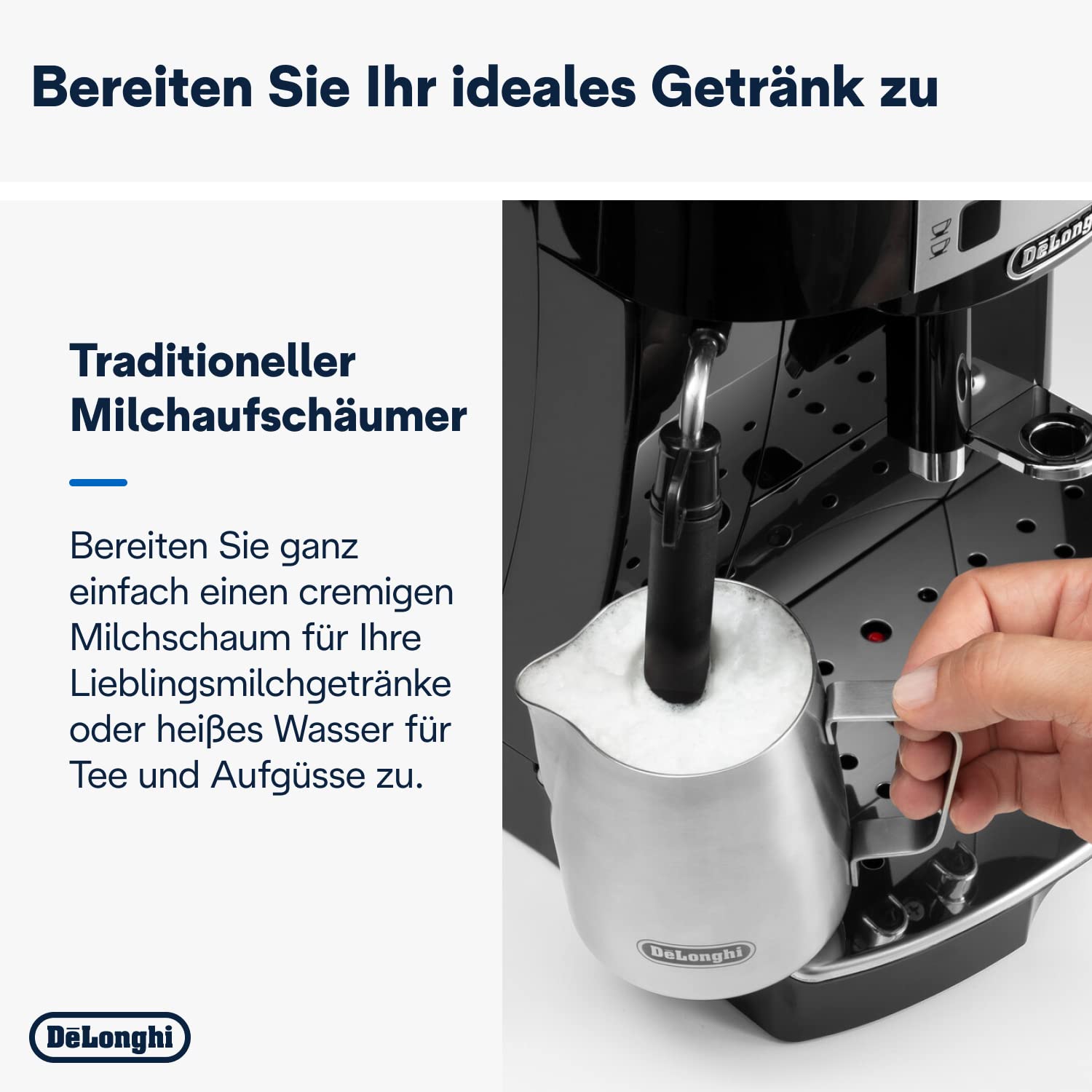 De'Longhi Magnifica S Kaffeevollautomat mit Milchaufschäumer, Schwarz/Silber