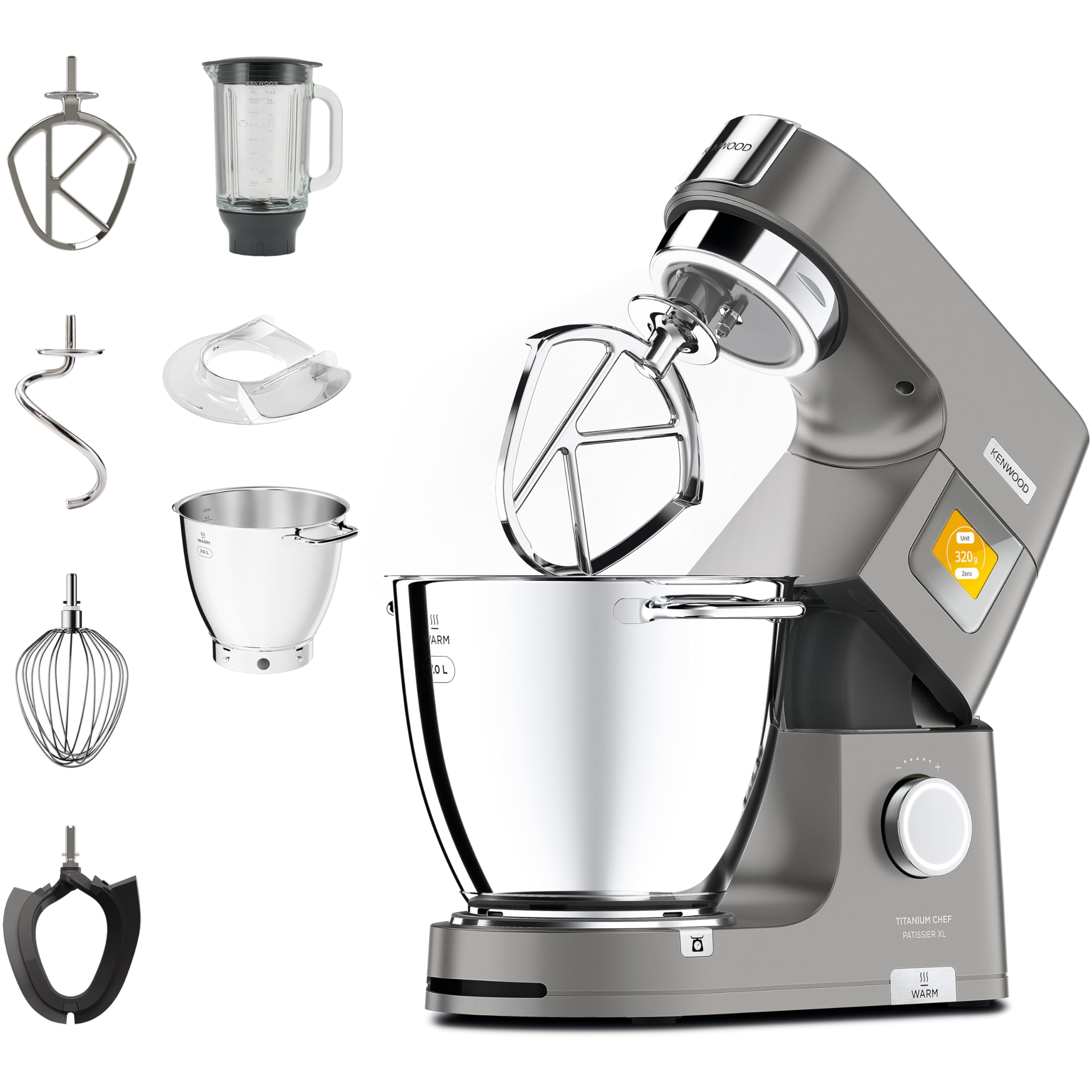 Kenwood Titanium Chef Patissier XL Küchenmaschine, 7L Schüssel mit Wärmefunktion, 1400W