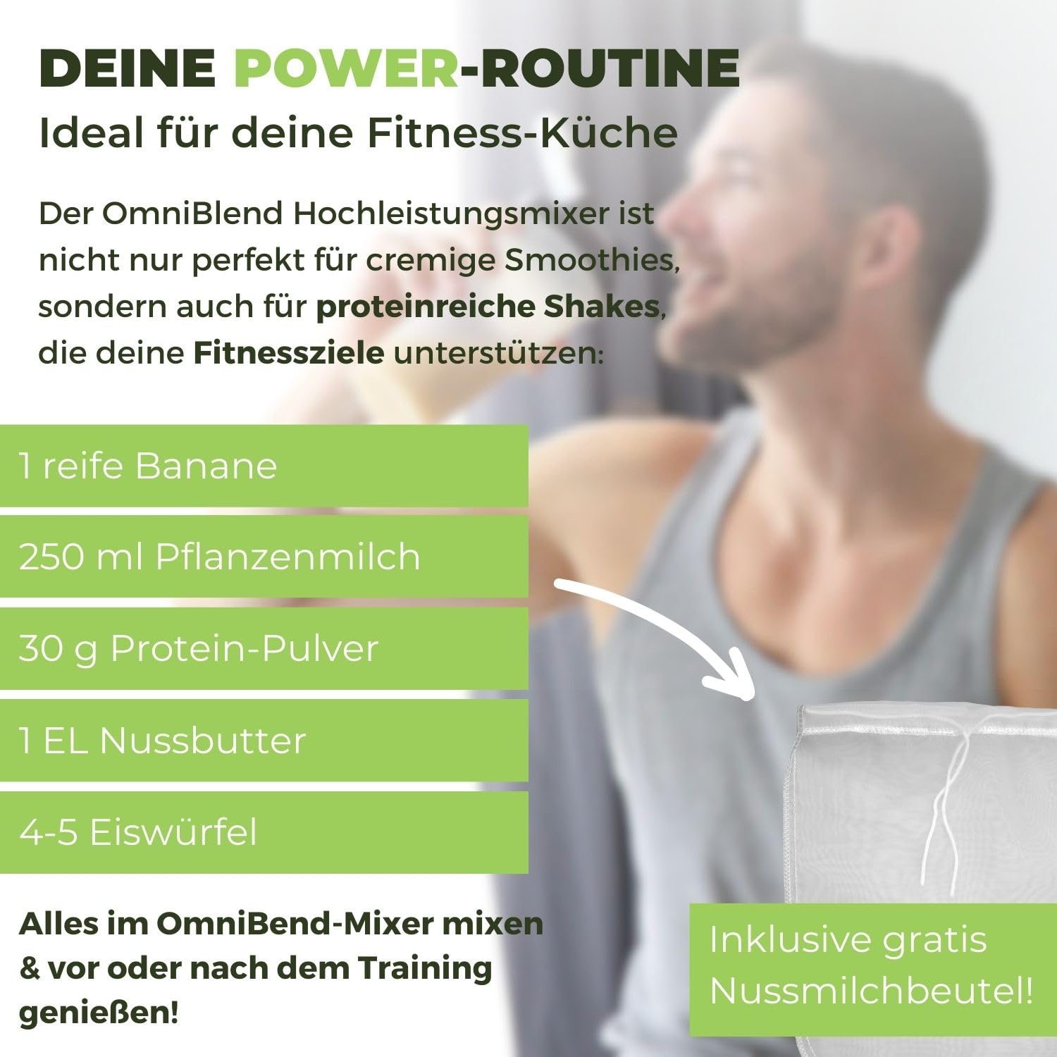 OmniBlend Smoothie Maker, 2L, 6-Klingen-System, 3 PS Motor, für grüne Smoothies, Schwarz