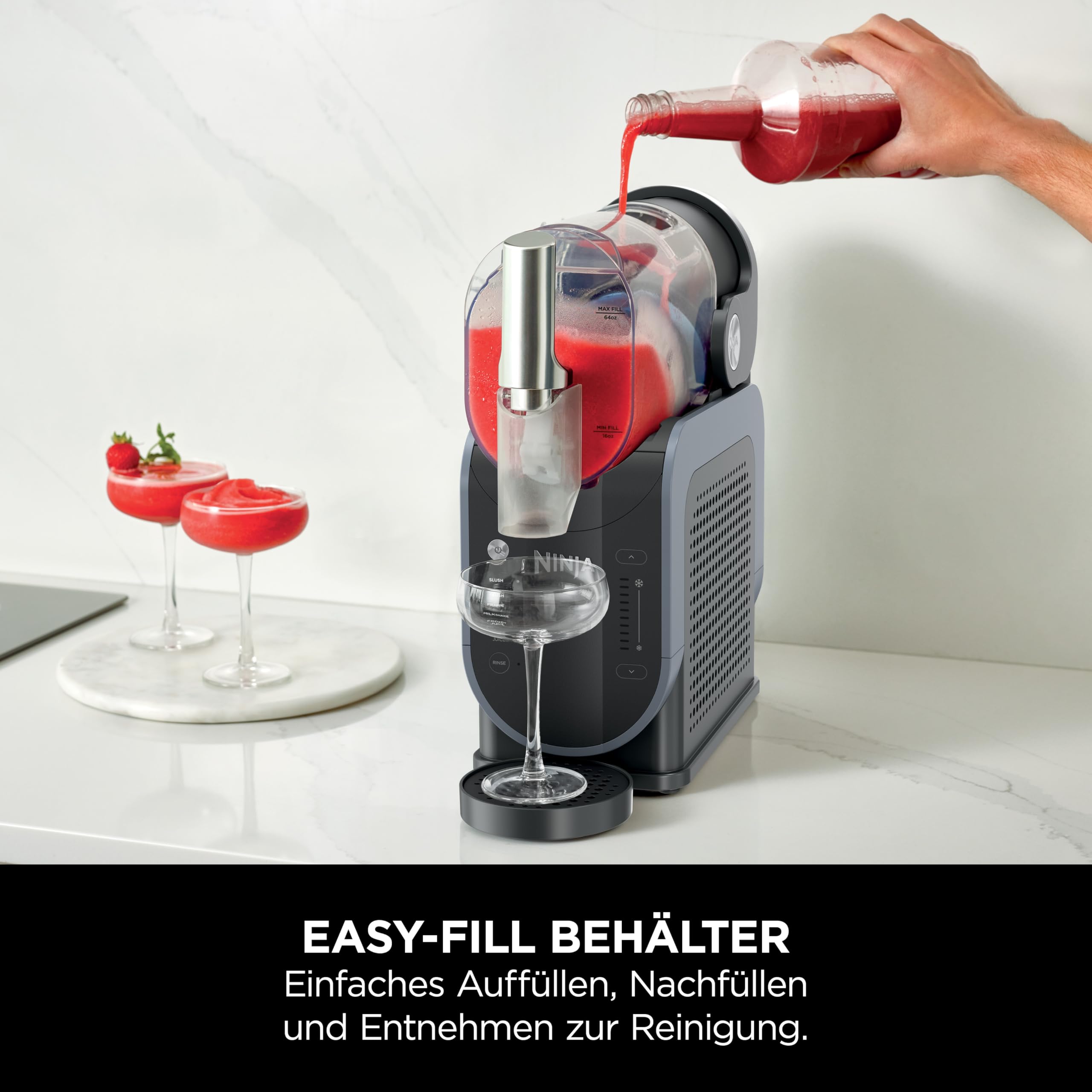 Ninja SLUSHi Maschine, für Slush, Cocktails, Milchshakes, 1,9L, ohne Eis, Blau/Grau