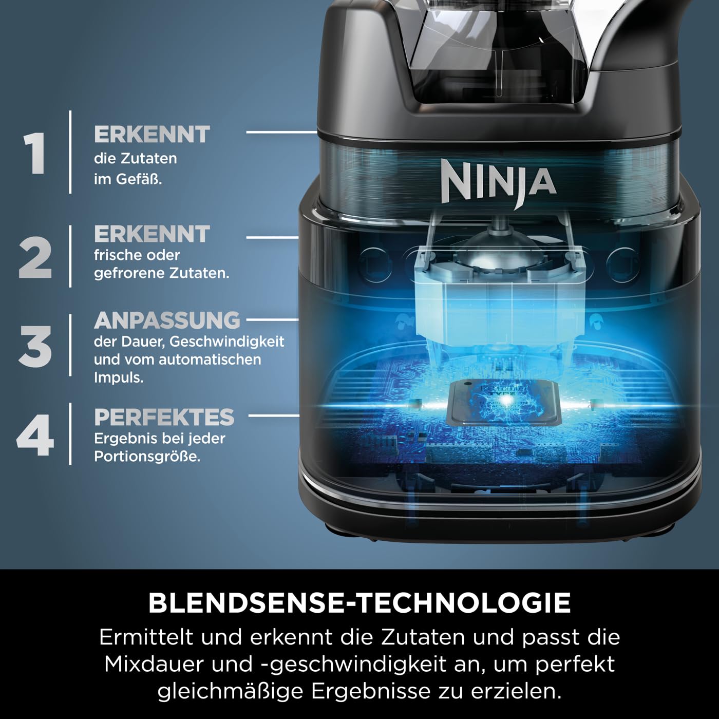 Ninja 2-in-1 Detect Power Mixer Pro, 1200W, mit Krug & Single-Serve Tassen, Schwarz