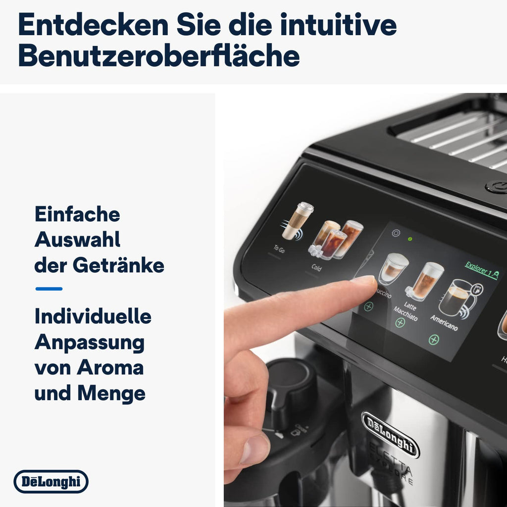 De'Longhi Eletta Explore Kaffeevollautomat mit Cold Brew & LatteCrema, Dunkelgrau