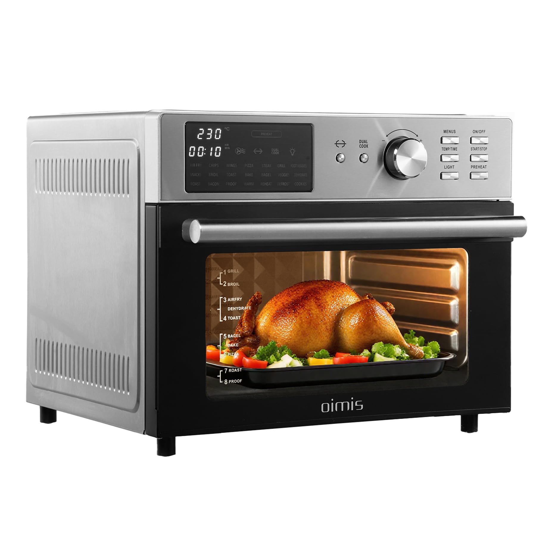 OIMIS 30L Heißluftfritteuse & Backofen, 21-in-1, 1800W, Edelstahl