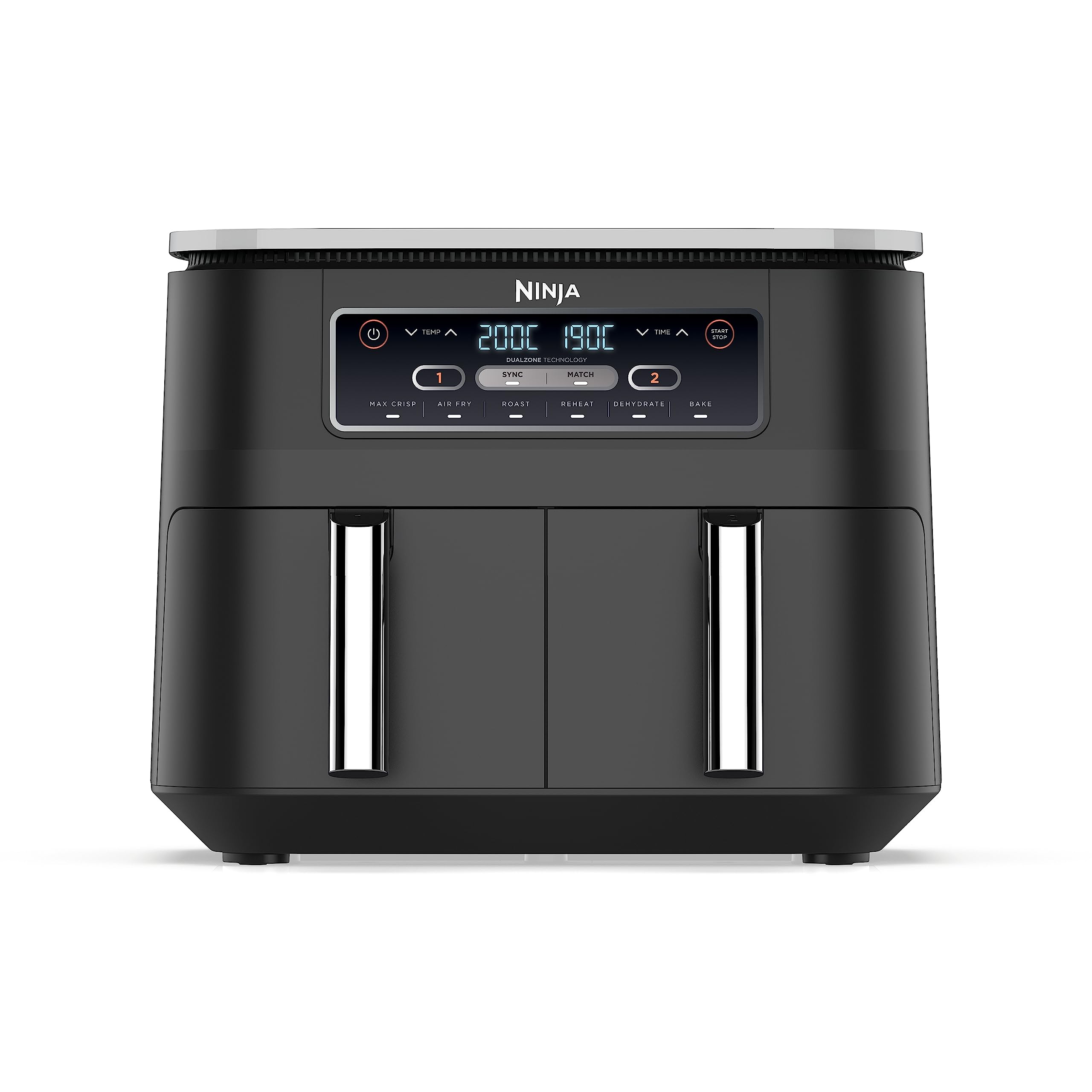 Ninja Foodi Dual Zone Heißluftfritteuse, 7,6L, 2 Fächer, 6-in-1, Schwarz